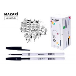 Ручка шариковая черная 0.7мм, корпус пластиковый белый M-5900-71 Mazari