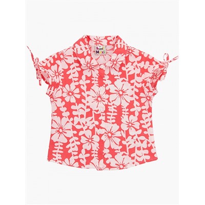 Рубашка для девочки (90-130см) 33-2159-1(2) белый/коралловый