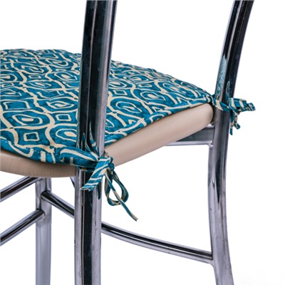 Чехол на стул с завязками 35х38  Радушная хозяйка (Традиция) ,  Орнамент синий