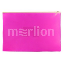 Папка на гибкой молнии А4+ ZIP карман под визитку Double Neon DNEBPM4APINK 0.15мм розовая (1125206) Бюрократ