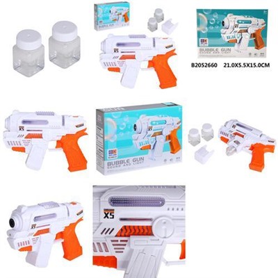 Мыльные Пузыри Пистолет (свет, звук, флакон с мыльным раствором 2*30мл, в коробке) JB2700140, (China Bright Pacific Ltd)