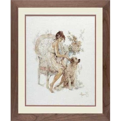 Набор для вышивания «Lanarte»  PN-0007951 Девушка в кресле с собакой