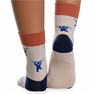 Носки хлопковые с оригинальным принтом " Super socks LTB-205 " бежевые р:37-43
