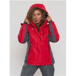 Горнолыжная куртка женская красного цвета 552002Kr