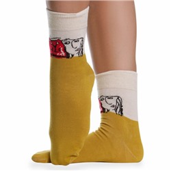 Носки хлопковые с оригинальным принтом " Super socks LTB-205 " горчичные р:37-43