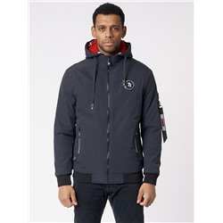 Куртка мужская на резинке с капюшоном темно-серого цвета 88652TC
