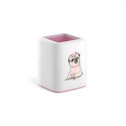 Подставка для пишущих принадлежностей 55846 Forte Chilling Dog белый с розовой пастельной вставкой Erich Krause