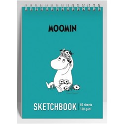 Скетбук А5+ 80л твердая обложка на спирали "Moomin" бумага 100г MOM15 Academy style