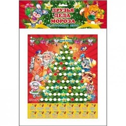 Настольная Игра Друзья Деда Мороза (игровое поле с карточками, 4 фишки, кубик, инструкция, в пакете, от 3 лет) ИН-6848, (Рыжий кот)