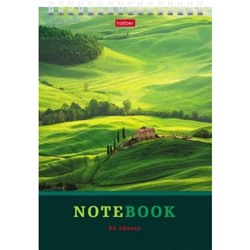 Блокнот на спирали А5 80л клетка "Зеленые долины" с жесткой подложкой (081860) 29871 Хатбер