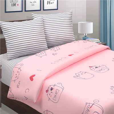 КПБ  Традиция  2,0 спальный с европростыней, поплин, 100% хлопок, пл. 118 гр./кв.м.,  Ля-мурр (розовый)