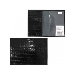 Обложка для паспорта Premier-О-85 (3 кред карт)  н/к,  черный крокодил (101)  201765
