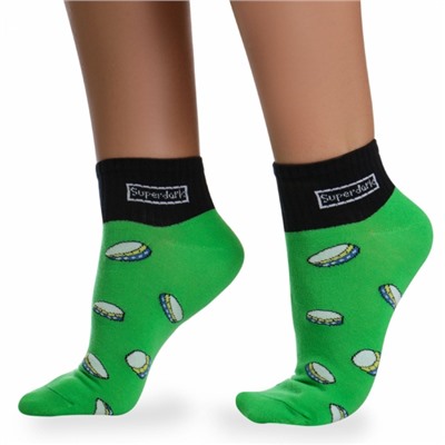 Носки хлопковые с ярким принтом " Super socks B126-3 " зелёные р:37-41