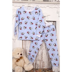Пижама детская теплая, модель 316, трикотаж (22 размер, Веселые пингвины )