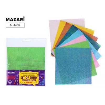 Набор цветной бумаги блестящей цветной 15х15 см 10л M-4468 Mazari