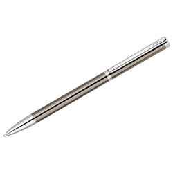 Ручка шариковая Delucci "STEL-A", синяя, 1,0мм, корпус оружейный металл/серебро, кристал, подар.уп.