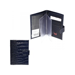 Обложка для авто+паспорт Premier-О-178 (5 внут карм,  двойная стенка)  натуральная кожа синий кайман (310)  176958