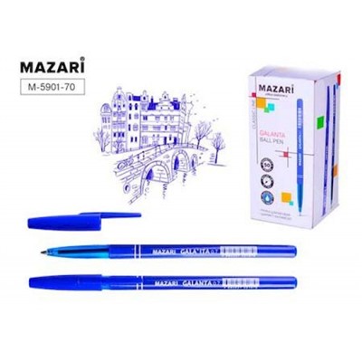Ручка шариковая "GALANTA" 0.7мм синяя, корпус синий M-5901-70 Mazari