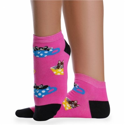 Носки хлопковые " Super socks LTB-100 " розовые принт2 р:37-41