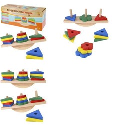 Деревянная Игрушка Пирамидка Формы и баланс (3 оси, в коробке, от 3 лет) ИД-1047, (Рыжий кот)