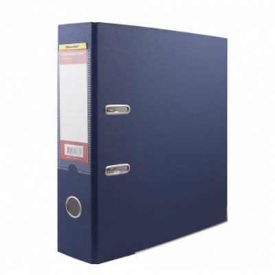 Папка-регистратор 75 мм ПВХ/бумага синий с карманом, с уголками 355021-02 (417268) SILWERHOF