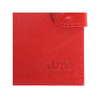 Обложка для авто+паспорт Premier-О-178 (5 внут карм,  двойная стенка)  натуральная кожа красный ладья (35)  202061