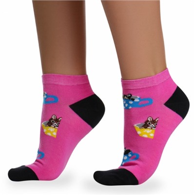 Носки хлопковые " Super socks LTB-100 " розовые принт2 р:37-41