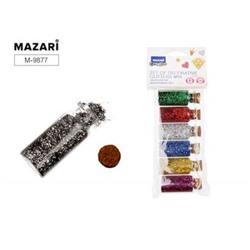 Набор блесток декоративных № 14, 6 цветов x 10 г, стеклянная колба M-9877 Mazari