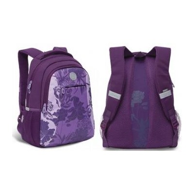 Рюкзак молодежный RD-142-2/2 "Цветы" фиолетовый - лаванда 31х42х18 см GRIZZLY {Китай}